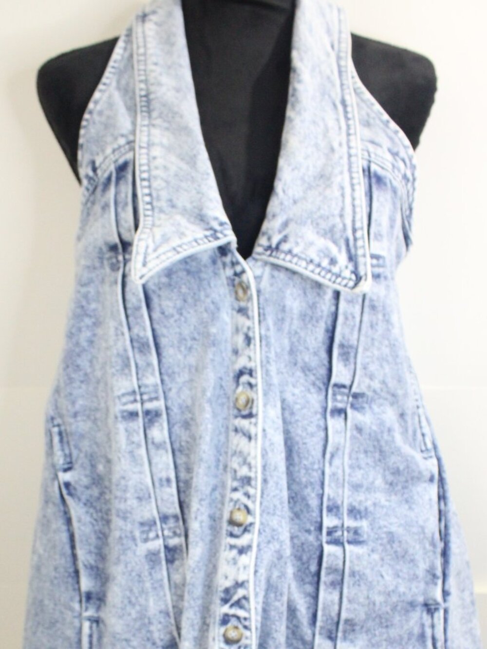 Free People Katie Light Blue Denim Dress With Oversized Collar Size S/Petite